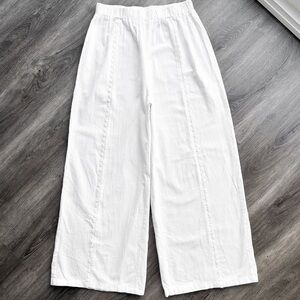 White wide leg flowy cotton pants